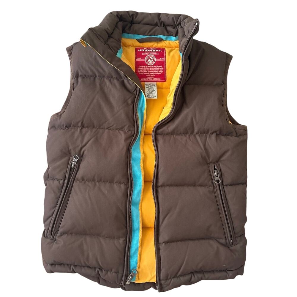 Unionbay Y2K Duck Down Feather Puffer Vest XS Brown Outdoor Hiking Gorpcore